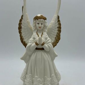 Angel Figure Figurine Ivory Ceramic Vintage Holiday Christmas 1950s